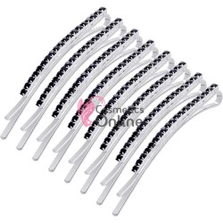 Agrafe metalice pentru par cu strasuri MH004, set 12 bucati Negre